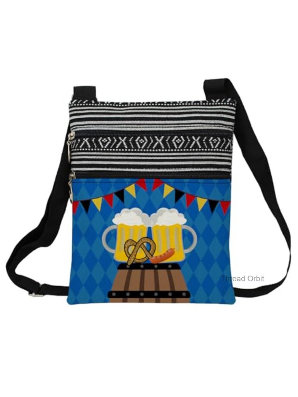 Polyester Ethnic Print Crossbody Bag Small Adjustable Strap Boho Purse